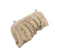 ITRHJTGP Pochette Argento Manico lucido Strass Pochette da sera fatte a mano Pieghe borse e borsette Festa di nozze(Gold AB)