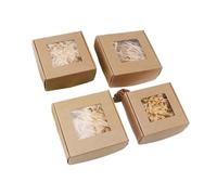 ITRHJTGP Scatole Caramelle Matrimoni 10 Pezzi di Scatola Carta con Finestra Trasparente, imballaggio Vuota, Biscotti e Dessert for Forniture Compleanno for Matrimoni(Color-01,7x7x3cm)