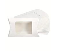 ITRHJTGP Scatole Caramelle Matrimoni 50 Pezzi di Scatola Cuscino Carta Finestra Trasparente utilizzata for Feste Compleanno Natale Matrimonio imballaggio Gioielli Caramelle(White)