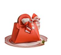 ITRHJTGP Scatole Caramelle Matrimoni 50 Pezzi in Pelle Rosa Borse bomboniera Borsa for ospite Mini con Nastro Scatola di imballaggio Caramelle Decorazione for Feste(Orange)