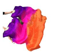ITRHJTGP Ventaglio per Danza del Ventre 1 Paio di Veli Lunghi da Donna for Danza del Ventre in Seta Sinistra Destra for Spettacoli Lode per Ballo(Color 17,120cm 1pair)