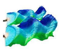 ITRHJTGP Ventaglio per Danza del Ventre Danza del Ventre in Seta Fan Dance Veli di Reali Colori Sinistra + Destra su 180 * 90 cm(5,280x90cm Real Silk)