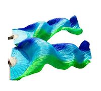 ITRHJTGP Ventaglio per Danza del Ventre Veli di Seta Veri da Donna Fatti a Mano in for Danza del Ventre, 1 Paio(Beige,XL-230cm-1pair(2pcs))