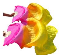 ITRHJTGP Ventaglio per Danza del Ventre Ventaglio di Seta Danza del Ventre in Stile Ventagli Lunghi in Vera Colore sfumato Fatti a Mano(20,250- Imitation Silk)