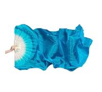ITRHJTGP Ventaglio per Danza del Ventre Ventaglio Lungo in Seta da Danza Classica, Grande Rosa Allungata con sfumatura Rossa per Ballo(Blue)