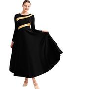 ITRHJTGP Vestiti da Ballo Latino Abito da Ballo di lode da Donna, a Maniche Lunghe, for la Chiesa(Black,M)