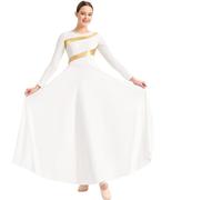 ITRHJTGP Vestiti da Ballo Latino Abito da Ballo di lode da Donna, a Maniche Lunghe, for la Chiesa(White,M)