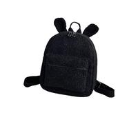 ITRHJTGP Zaino in Peluche da Donna Backpack Fluffy Plush School Bag with Bunny Ears Zipper-Open Shoulder for Women Girls(Black)
