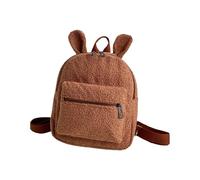 ITRHJTGP Zaino in Peluche da Donna Backpack Fluffy Plush School Bag with Bunny Ears Zipper-Open Shoulder for Women Girls(Coffee)