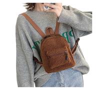ITRHJTGP Zaino in Peluche da Donna Plush Shoulder Bag Female Small Mini Cute Students Schoolbag Fall and Winter Shopping Backpacks(Brown)