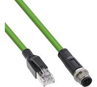 InLine Cavo di rete industriale, M12 4 pin codificato D maschio a RJ45, Ethernet Cat. 5e M12 4 poli, PUR, 2 m, 40402