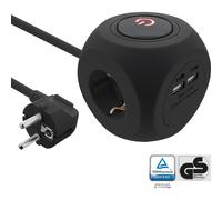 ITS 2 METRI Charging Cube, 3x contatto di terra, 2x USB-C, 2x USB-A, nero