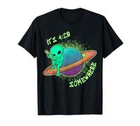 It's 420 Somewhere Kiffer Kiffen Weed Dope Gras Alien divertente Maglietta