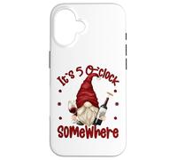 Its 5 O Clock Somewhere Funny Drunk Gnome With Wine Bottle Custodia per iPhone 16
