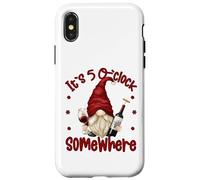Its 5 O Clock Somewhere Funny Drunk Gnome With Wine Bottle Custodia per iPhone X/XS