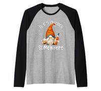 Its 5 O Clock Somewhere Funny GNOME Quote for Bourbon Lover Maglia con Maniche Raglan