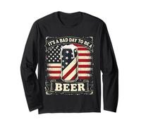 Its A Bad Day To Be A Beer 4th Of July Funny Beer Flag Retro Maglia a Manica