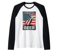 Its A Bad Day To Be A Beer 4th Of July Funny Beer Flag Retro Maglia con Maniche Raglan