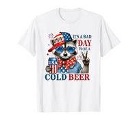 It's A Bad Day To Be A Cold Beer Feral US Flag 4th Of July Maglietta