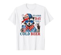 It's a Bad Day to Be a Cold Beer Vintage Flag Raccoon Maglietta