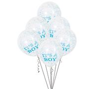 It's a Boy Clear Latex Balloon with Blue Confetti (30cm) Pack of 6 - Perfect for