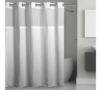 It's A Snap! Waffle Shower Curtain, 3-in-1 with Fabric & Sheer Top Window, Flex-On Rings & Liner, 71' x 86', White