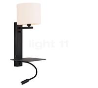 It's about RoMi Florence Lampada da parete, paralume lino bianco/corpo nero - con lampada da lettura