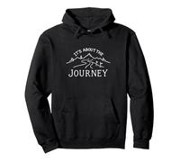It's About The Journey Mountain Adventure Print Felpa con Cappuccio, Unisex per Adulti, Nero, L