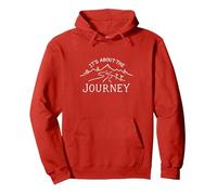 It's About The Journey Mountain Adventure Print Felpa con Cappuccio, Unisex per Adulti, Rosso, S