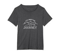 It's About The Journey Mountain Adventure Print Maglietta, Donna Plus-Size, Grigio Scuro, 1X