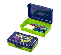 It's Academic Pencil Box Kit, Includes Ruler & Sharpener, Durable Plastic, for School & Office Supplies, Blue Gaming Design
