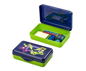 It's Academic Pencil Box Kit, Includes Ruler & Sharpener, Durable Plastic, for School & Office Supplies, Blue Gaming Design