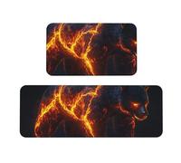 It'S All Cracked Up Flame Bears Tappeto imbottito da cucina set di 2 tappetini comodi per la decorazione della casa, tappetini da cucina per pavimento antiscivolo lavabile, lavanderia 43 x 47 cm + 43