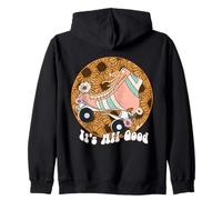 It's all Good Roller Skate Girasole Retro Graphic Felpa con Cappuccio
