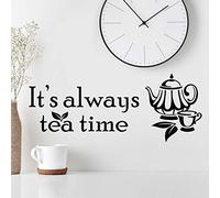 It's Always Tea time - Adesivo da parete per cucina, in vinile, decorazione per la casa, tazze da caffè, citazioni, per porta, pub, armadietto, ecc.