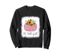 It's Fall YALL Halloween Sbiancato Zucca Rosa Buffalo Plaid Felpa