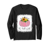 It's Fall YALL Halloween Sbiancato Zucca Rosa Buffalo Plaid Maglia a Manica