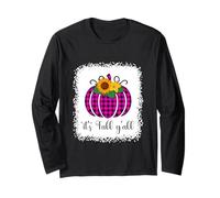 It's Fall YALL Halloween Sbiancato Zucca Rosa Buffalo Plaid Maglia a Manica
