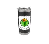 It's Fall Yall Halloween Sbiancato Zucca Verde Buffalo Plaid Bicchiere termico in acciaio inox doppia parete