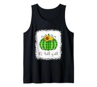 It's Fall YALL Halloween Sbiancato Zucca Verde Buffalo Plaid Canotta