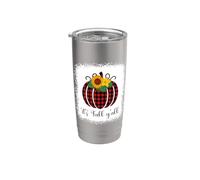 It's Fall Y'all - Plaid di Halloween con zucca rossa sbiancata Bicchiere termico in acciaio inox doppia parete
