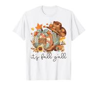 It's Fall Y'all Stivali da cowboy Pumpkin Howdy Ringraziamento Maglietta