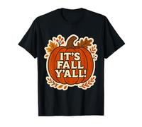 It's Fall Y'All! Vintage Autunno Amante Zucca Foglie Retro Maglietta