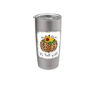 It's Fall Y'all Zucca Leopardo Stampa Ringraziamento Halloween Bicchiere termico in acciaio inox doppia parete