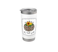 It's Fall Y'all Zucca Leopardo Stampa Ringraziamento Halloween Bicchiere termico in acciaio inox doppia parete