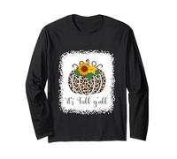 It's Fall Y'All Zucca Leopardo Stampa Ringraziamento Halloween Maglia a Manica