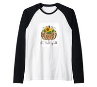 It's Fall Y'All Zucca Leopardo Stampa Ringraziamento Halloween Maglia con Maniche Raglan