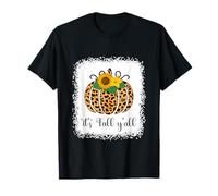 It's Fall Y'All Zucca Leopardo Stampa Ringraziamento Halloween Maglietta