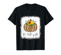 It's Fall Y'All Zucca Leopardo Stampa Ringraziamento Halloween Maglietta