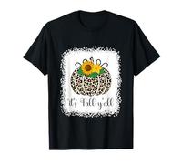 It's Fall Y'All Zucca Leopardo Stampa Ringraziamento Halloween Maglietta